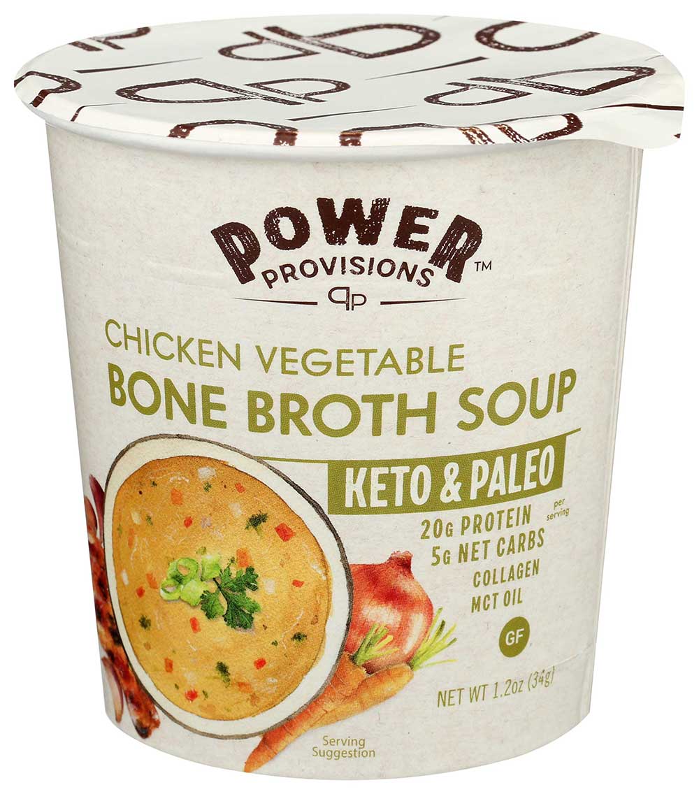 Power Provisions Chicken Vegetable Bone Broth Soup, 1.2 Ounce Cup -- 6 Per Case