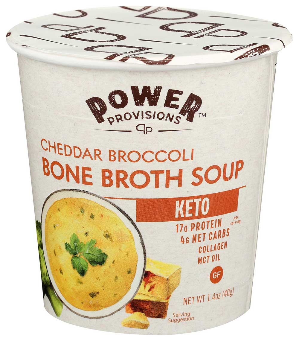 Power Provisions Keto Cheddar Broccoli Bone Broth Soup, 1.4 Ounce -- 6 Per Case