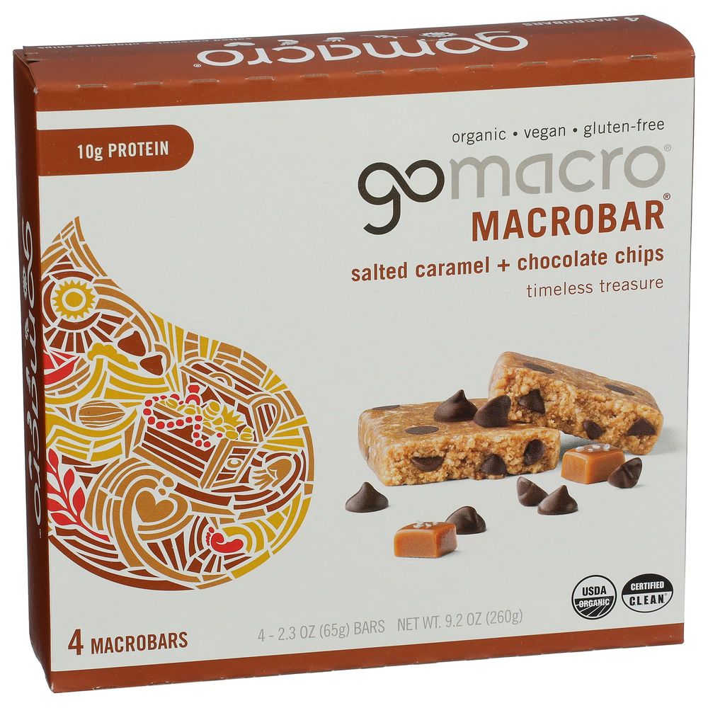 Gomacro Macrobar 2.3 Ounce Salted Caramel Chocolate Chip Bar, 4 Count -- 7 Per Case