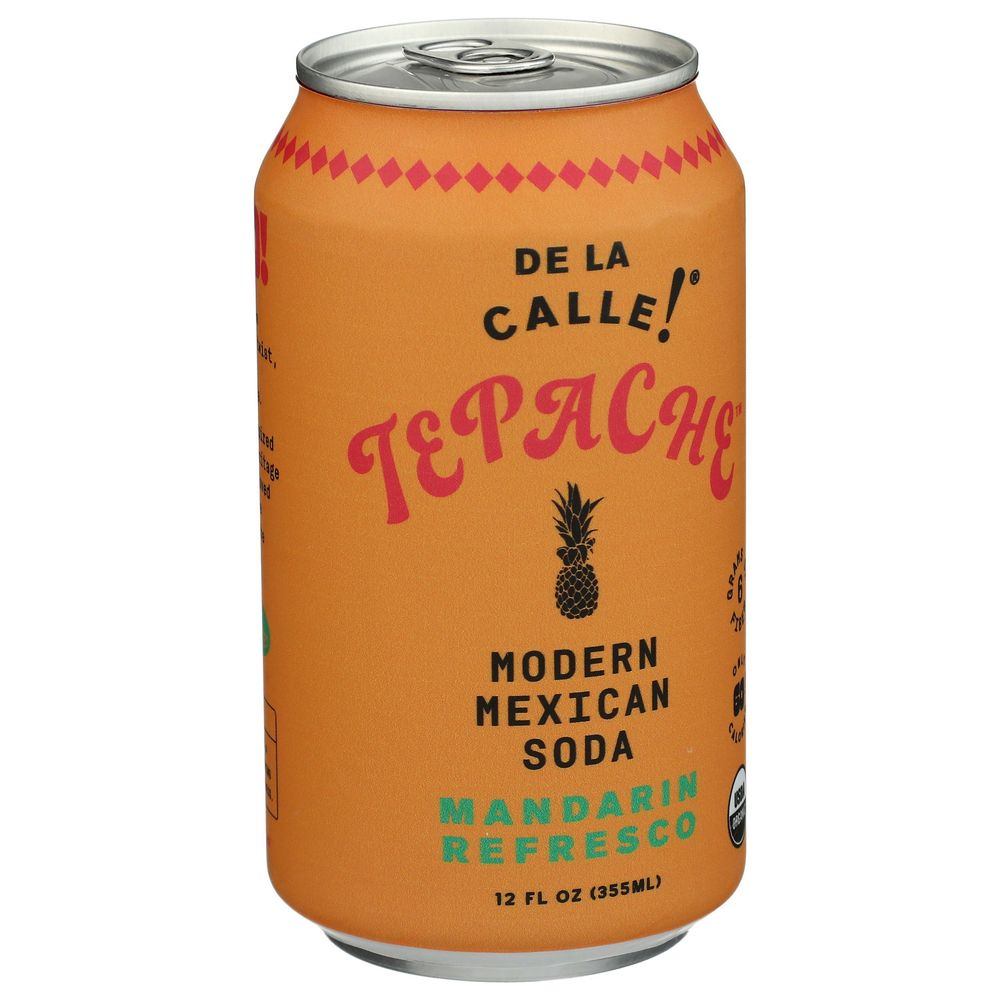 De La Calle Tepache Mandarin Refresco Modern Mexican Soda, 12 Fluid Ounce -- 12 Per Case