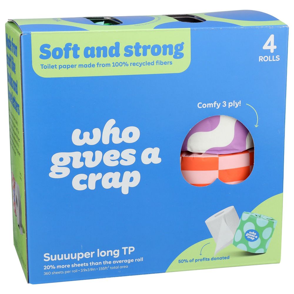 Who Gives A Crap Recycled Toilet Paper Roll, 4 Count -- 6 Per Case