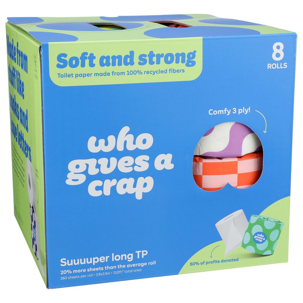 Who Gives A Crap Recycled Toilet Paper Roll, 8 Count -- 4 Per Case