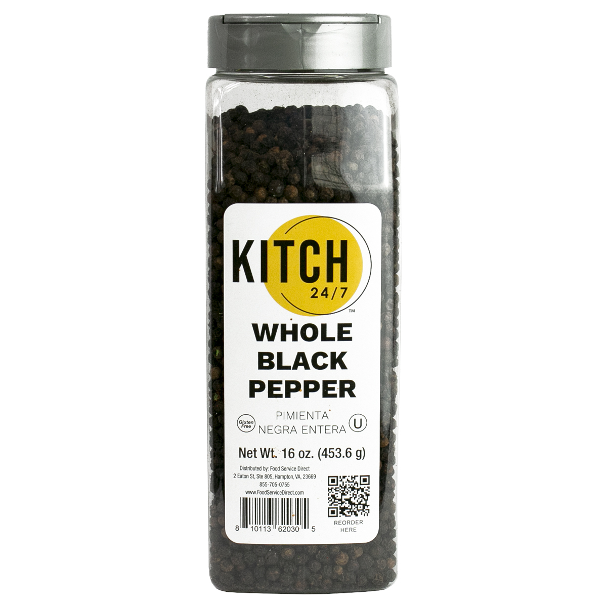 Kitch 24/7 Whole Black Pepper, 16 Ounce