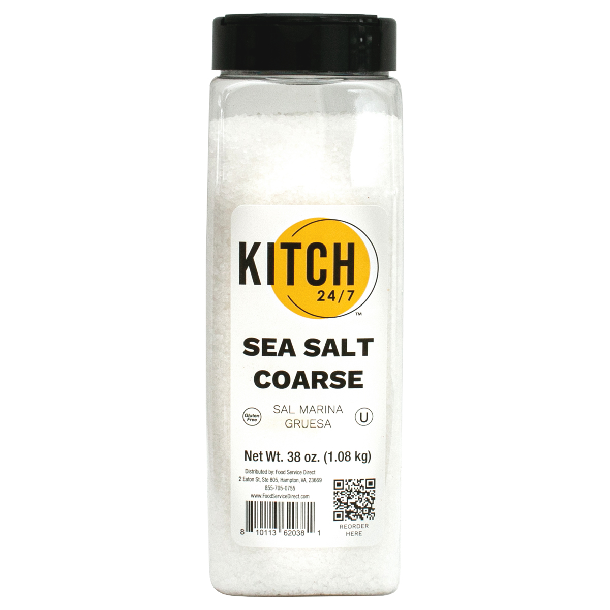 KITCH 24/7 Coarse Sea Salt, 38 Ounce