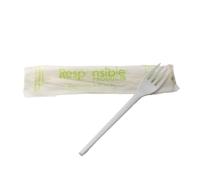 Kitch 24/7 Compostable Individual Wrap White Forks -- 1000 per case