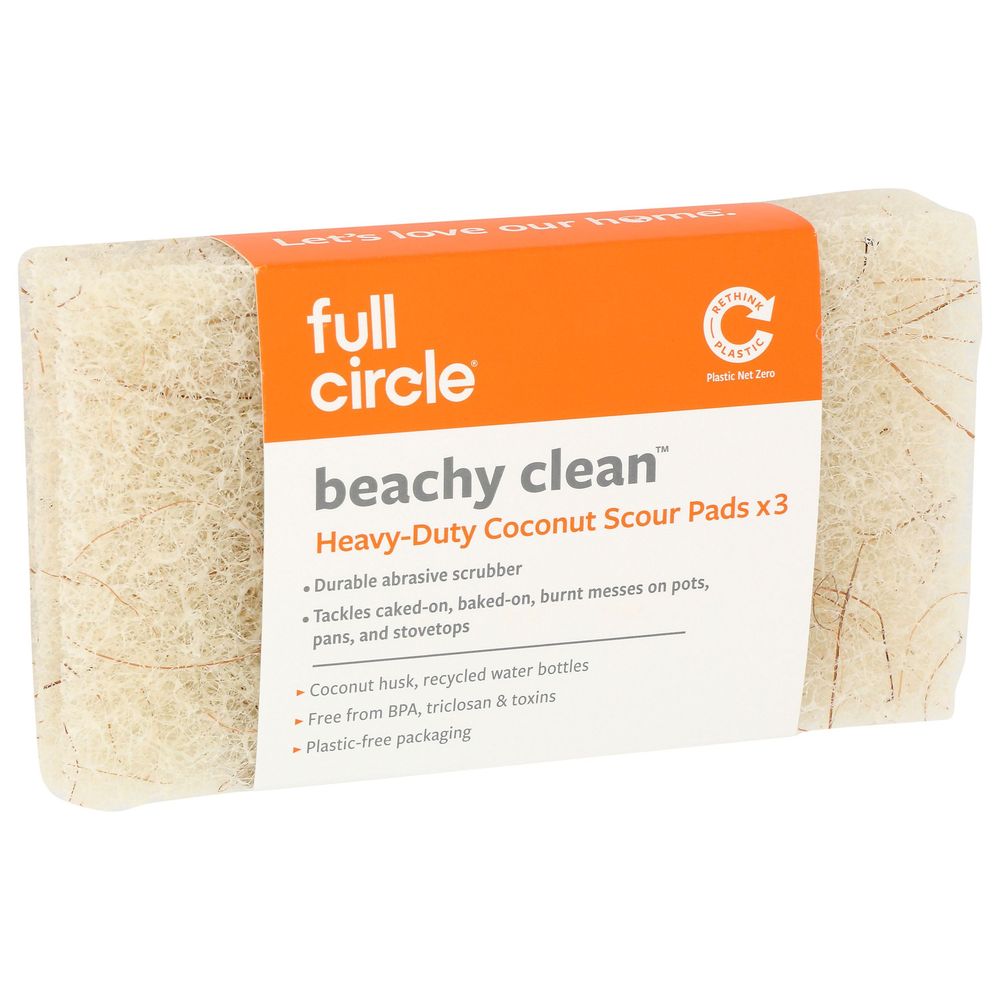Full Circle Beachy Clean Heavy-duty Coconut Scour Pad, 3 Count -- 10 Per Case