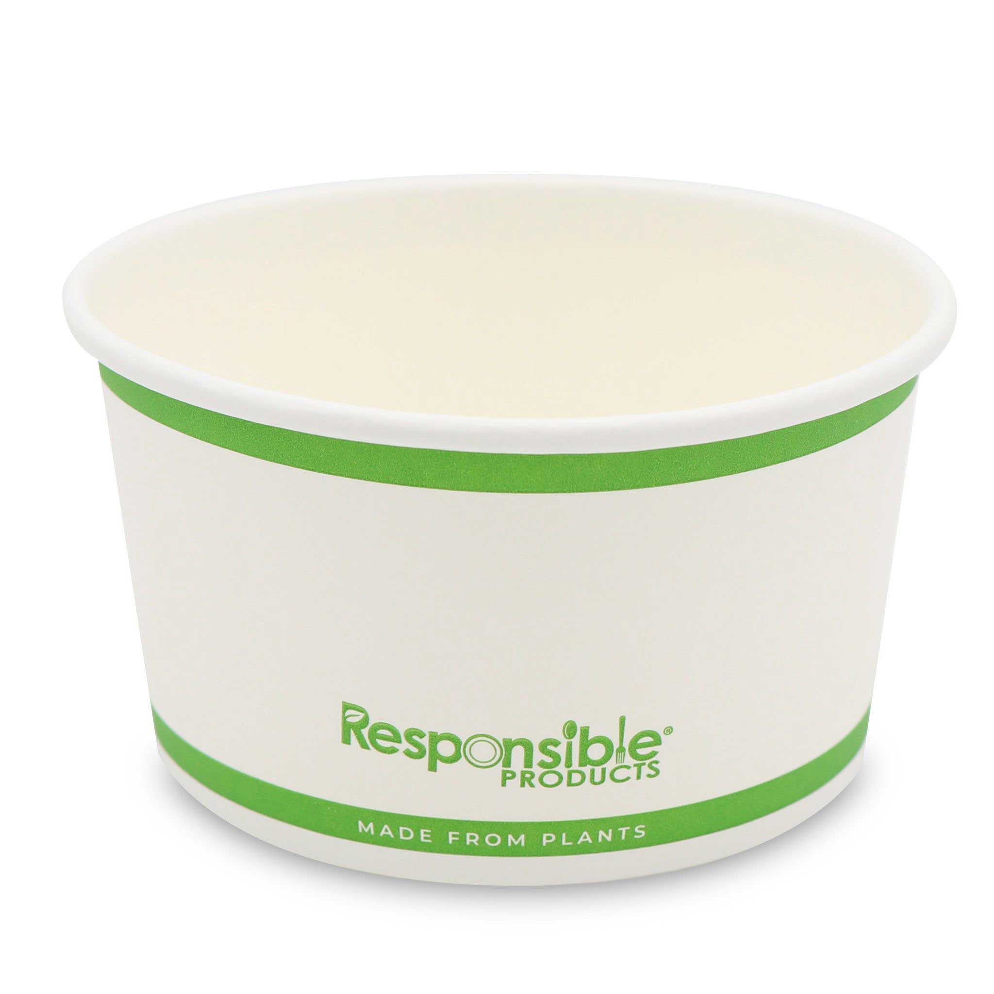 Responsible Products Tree-less White Compostable Paper Food Container, 8 Ounce Capacity -- 500 Per Case
