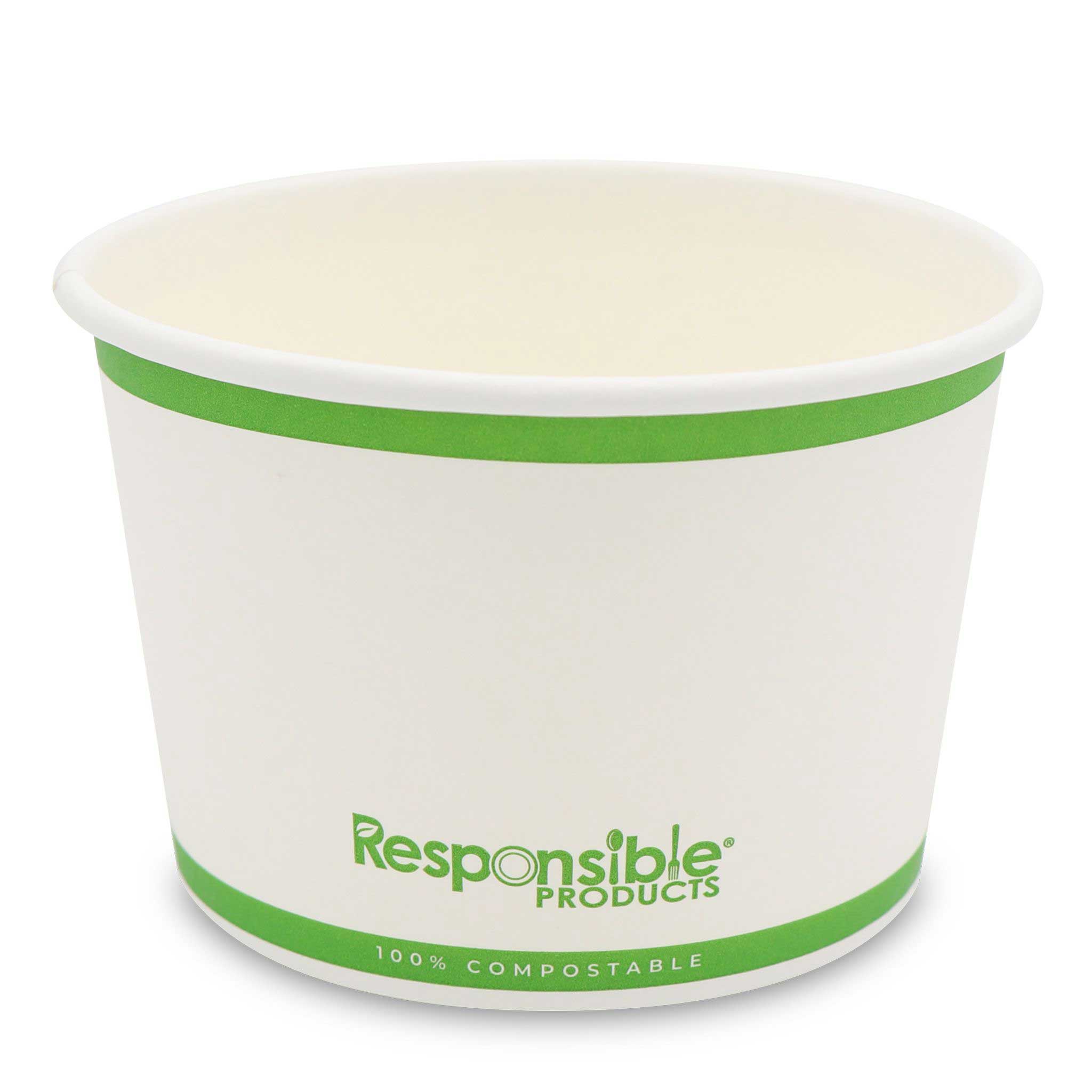 Responsible Products Tree-less White Compostable Paper Food Container, 16 Ounce Capacity -- 250 Per Case