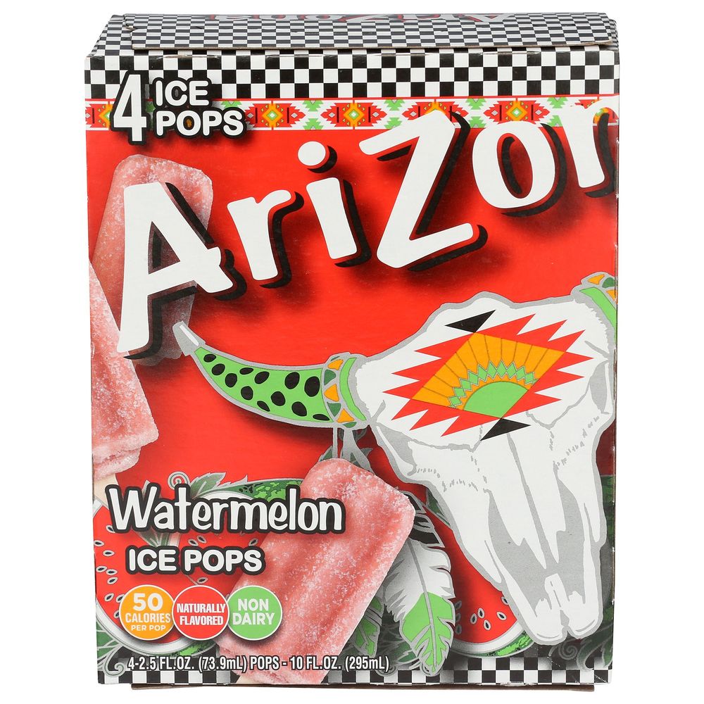 Arizona 2.5 Ounce Watermelon Ice Pops, 4 Count -- 6 Per Case