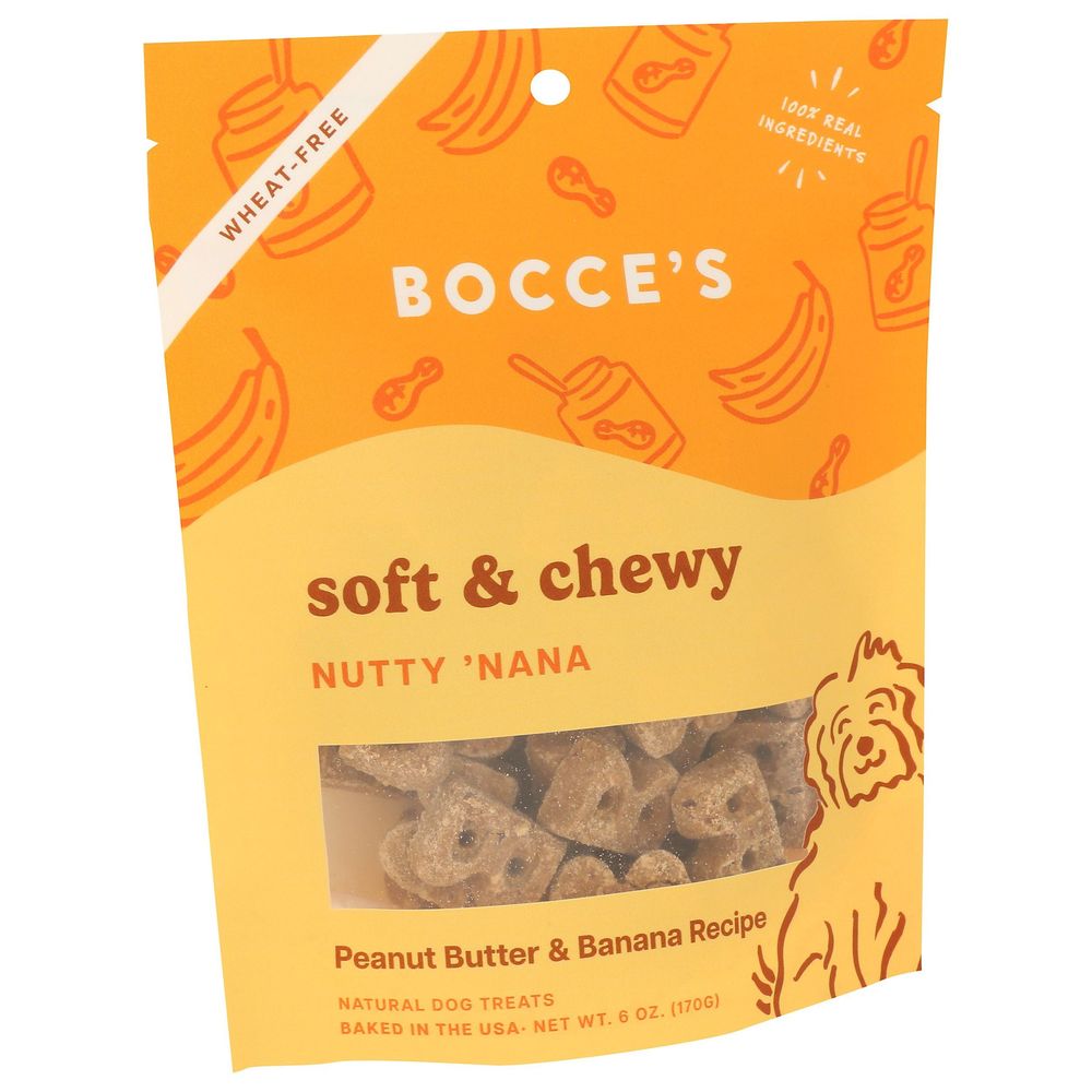 Bocces Nutty Nana Peanut Butter And Banana Recipe Soft And Chewy Dog Treat, 6 Ounce -- 12 Per Case