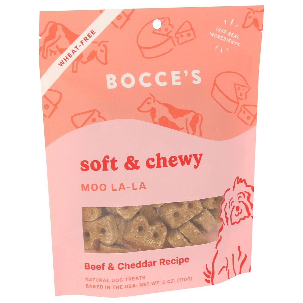 Bocces Moo La-la Beef And Cheddar Soft And Chewy Dog Treat, 6 Ounce -- 12 Per Case
