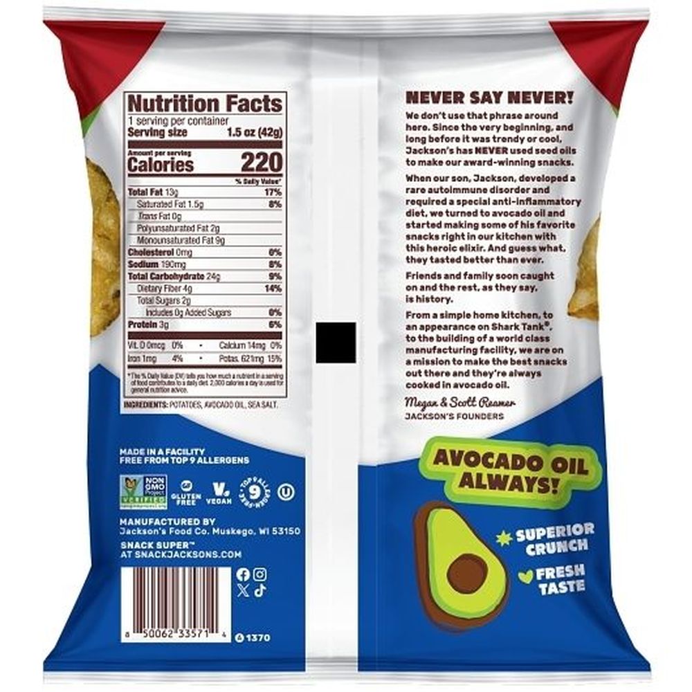 Jacksons Classic Sea Salt Kettle Cooked Potato Chips, 1.5 Ounce -- 28 per case