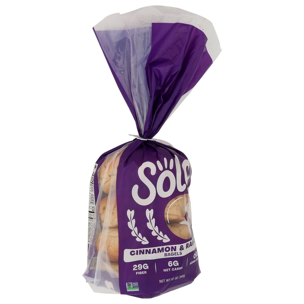 Sola Cinnamon And Raisin Bagels, 12 Ounce -- 6 Per Case