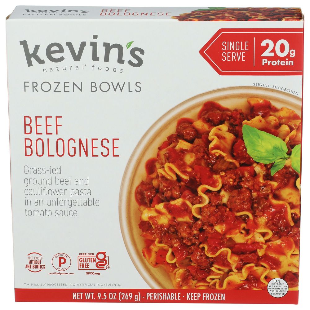 Kevins Natural Foods Bolognese Beef Bowl, 9.5 Ounce -- 8 per case