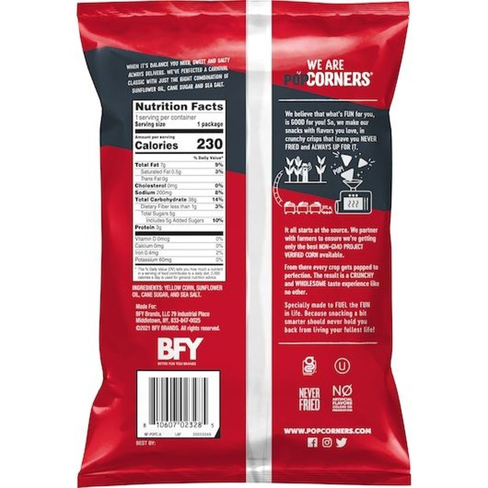 Popcorners Sweet And Salt Kettle Corn Popped Corn Snack, 1.75 Ounce -- 24 Per Case