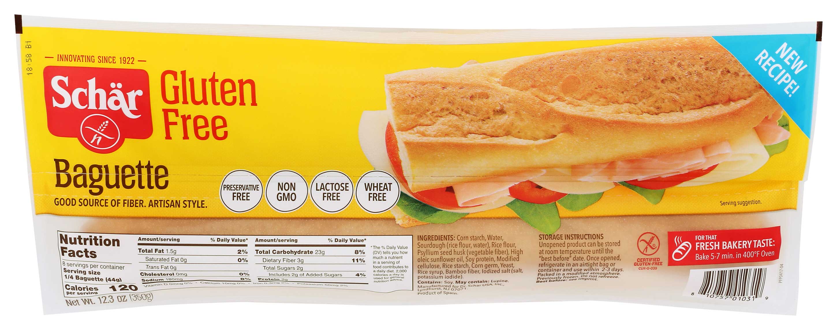 Schar Par Baked Baguette Bread, 12.3 Ounce -- 6 Per Case