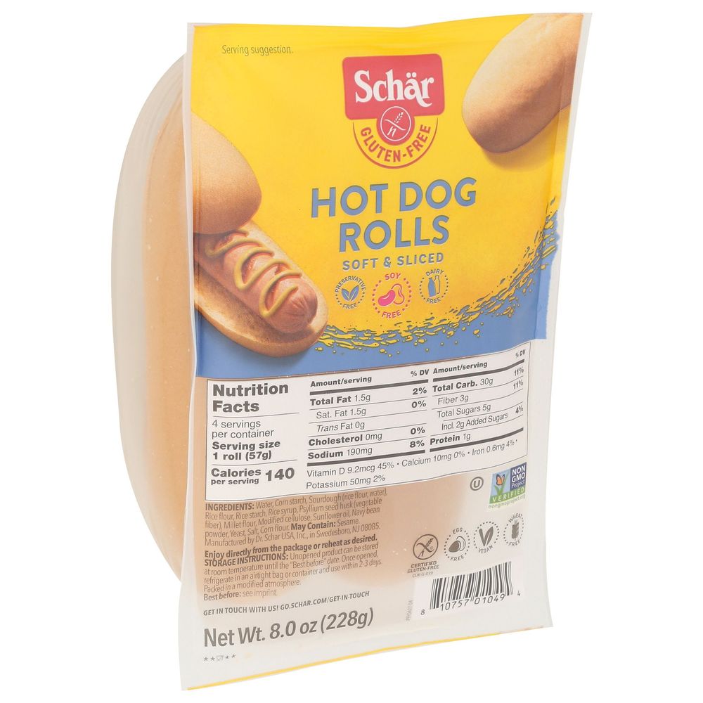 Schar Gluten Free Hot Dog Roll, 8 Ounce -- 4 Per Case
