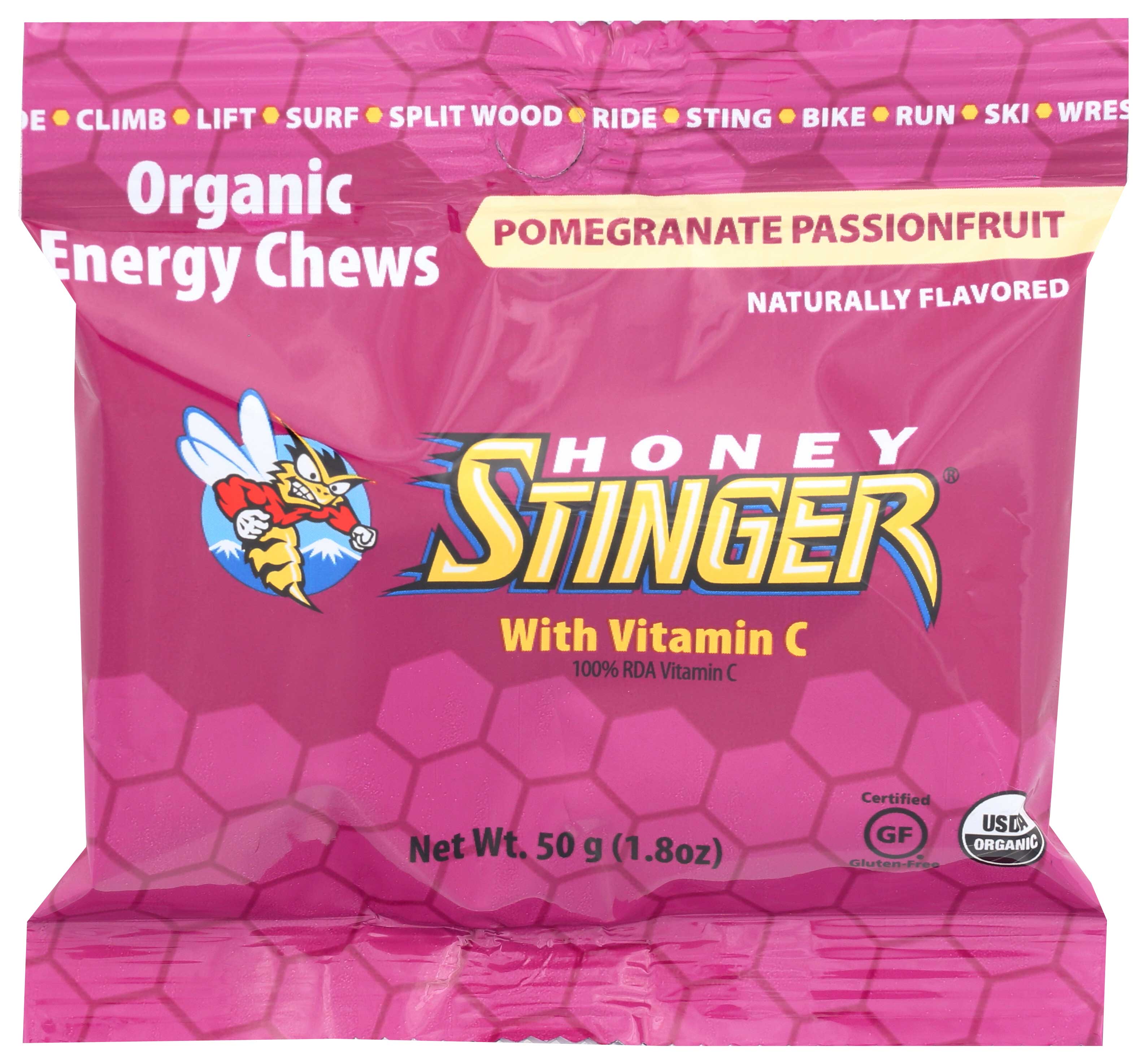 Honey Stinger Organic Pomegranate Passion Fruit Energy Chew, 1.8 Ounce -- 12 Per Case