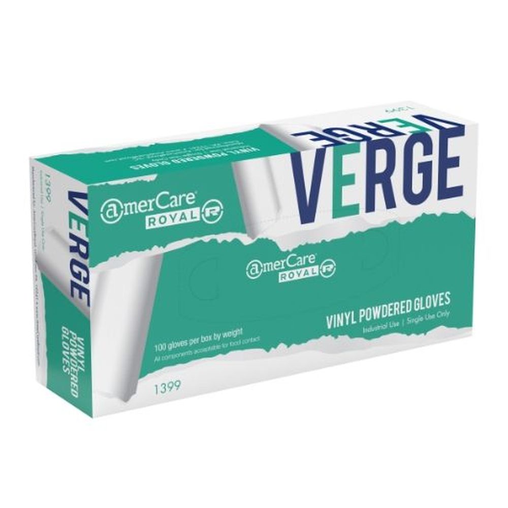 Amercareroyal Small Clear Powdered Verge Vinyl Gloves, 1000 Count -- 10 Per Case
