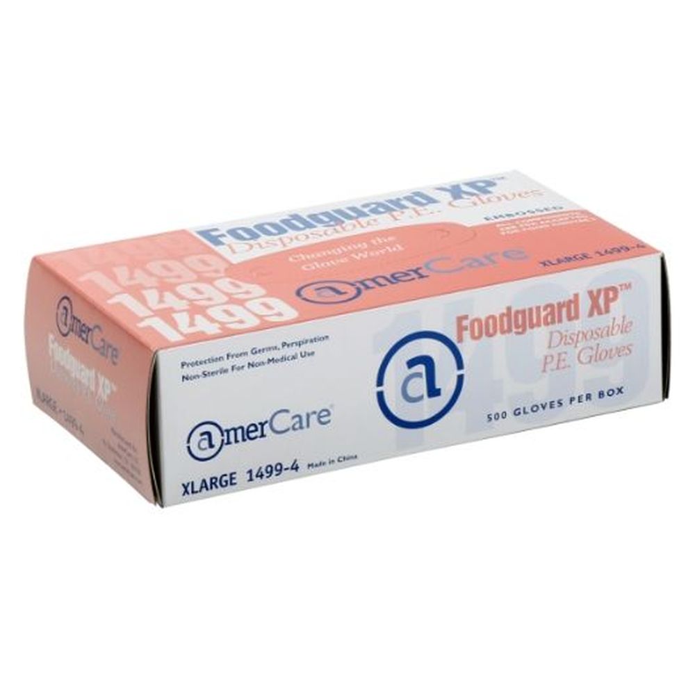 Amercareroyal Extra Large Clear Powder Free Foodguard Xp Poly Gloves, 500 Count -- 4 Per Case