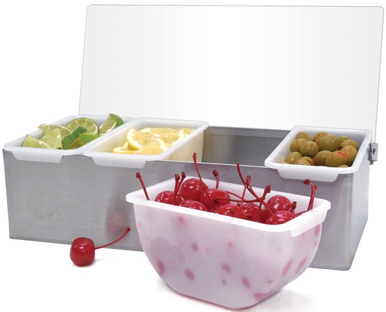 Winco 4 Compartment Condiment Holder With Stainless Steel Base