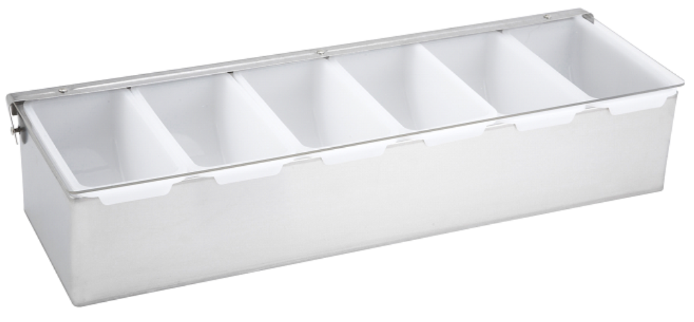 Winco 6 Compartment Condiment Holder With Stainless Steel Base
