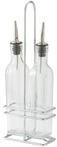 Winco Oil/vinegar Cruet Set With Chrome-plated Rack And Two Bottles, 1 Set