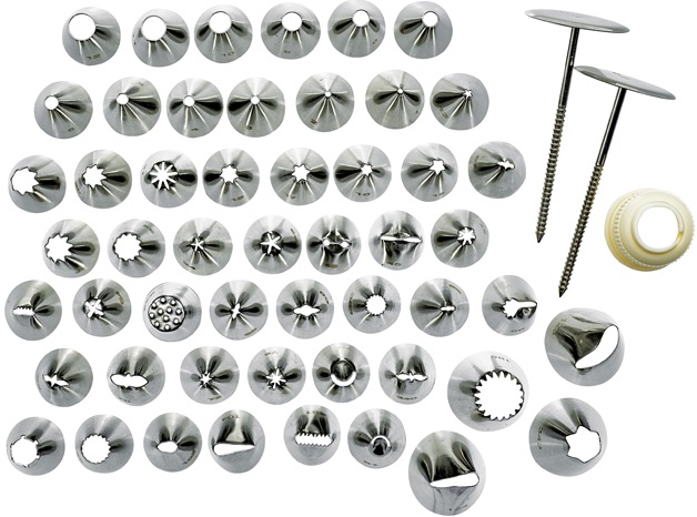 Winco Stainless Steel 52-tip Cream Nozzle Cake Decorating Set, 1 Set