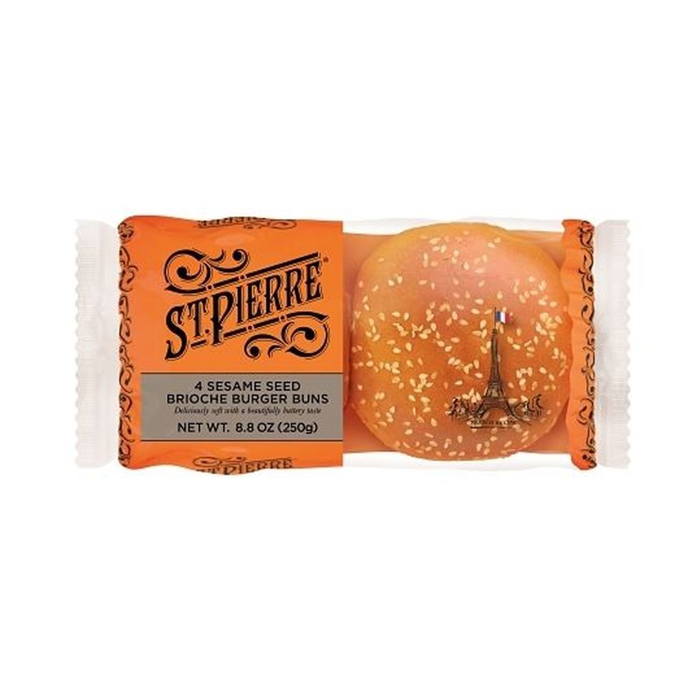 St. Pierre Sesame Seed Brioche Burger Bun, 4 Count -- 18 Per Case