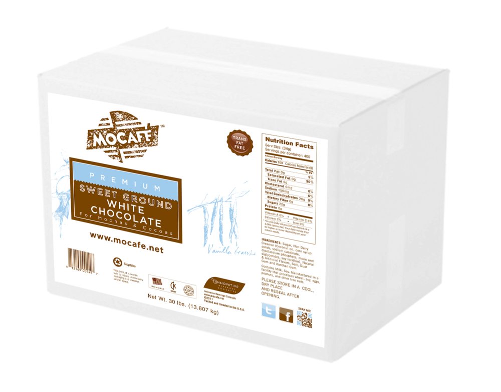 Mocafe Sweet Ground White Chocolate, 30 Pound