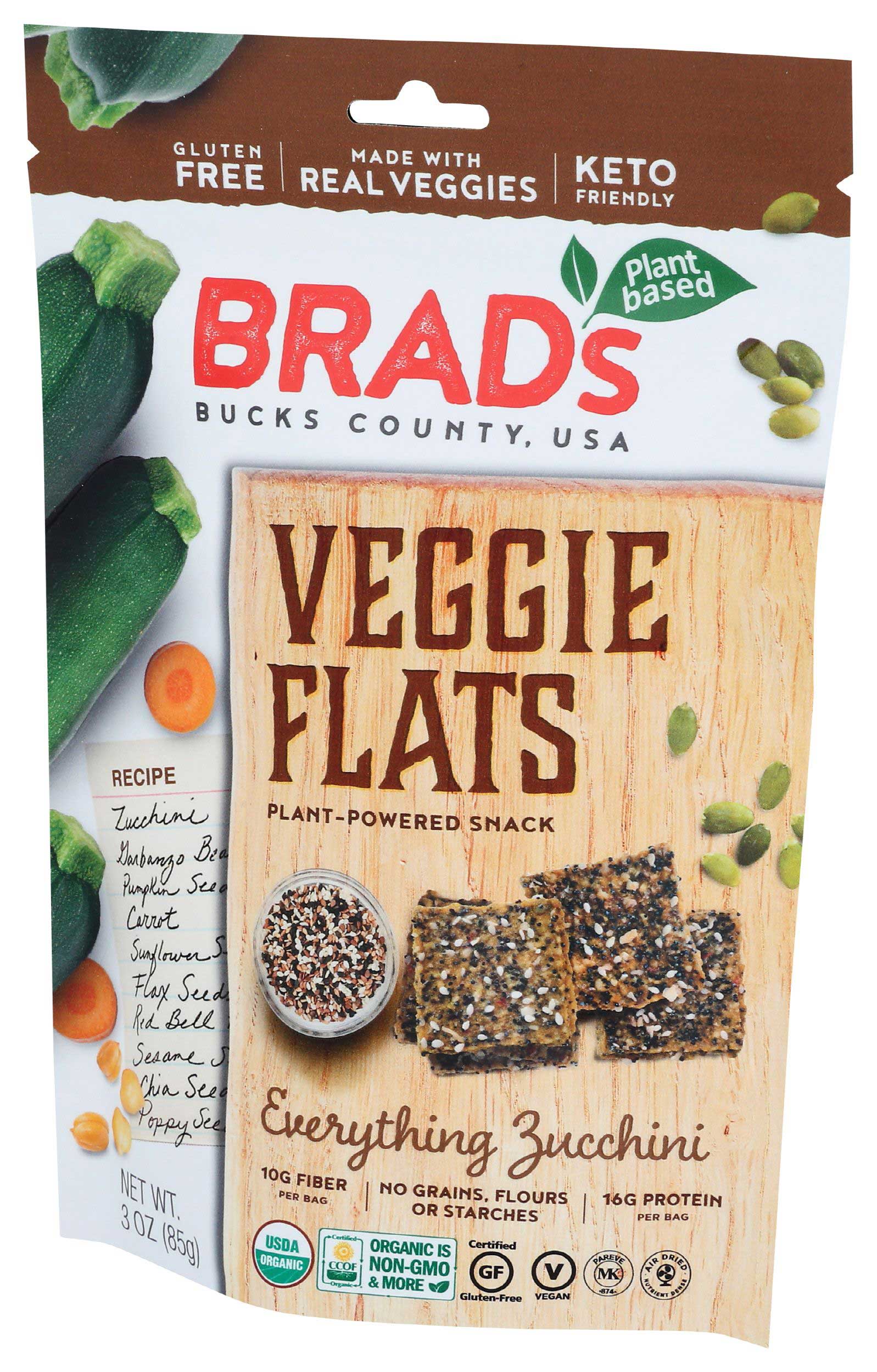 Brads Plant Based Organic Everything Zucchini Veggie Flats, 3 Ounce -- 12 per case
