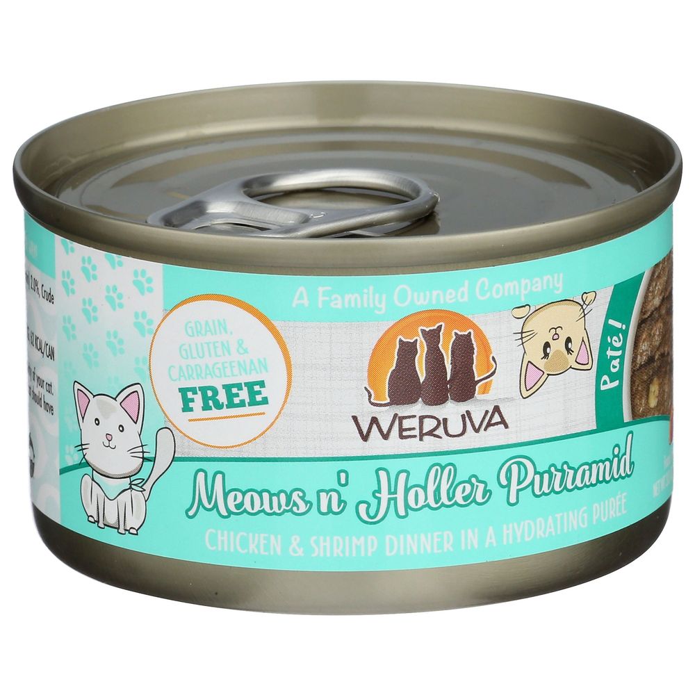 Weruva Meows N Holler Purramid Chicken And Shrimp Dinner In A Hydrating Puree Cat Food, 3 Ounce -- 12 Per Case