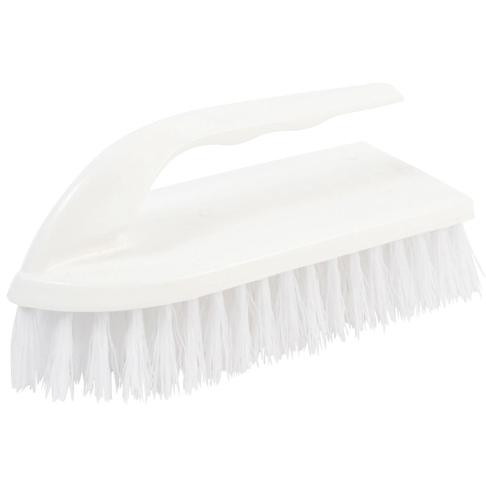Janico White Polypropylene Bristle Iron Handle Scrub Brush, 6 Inch