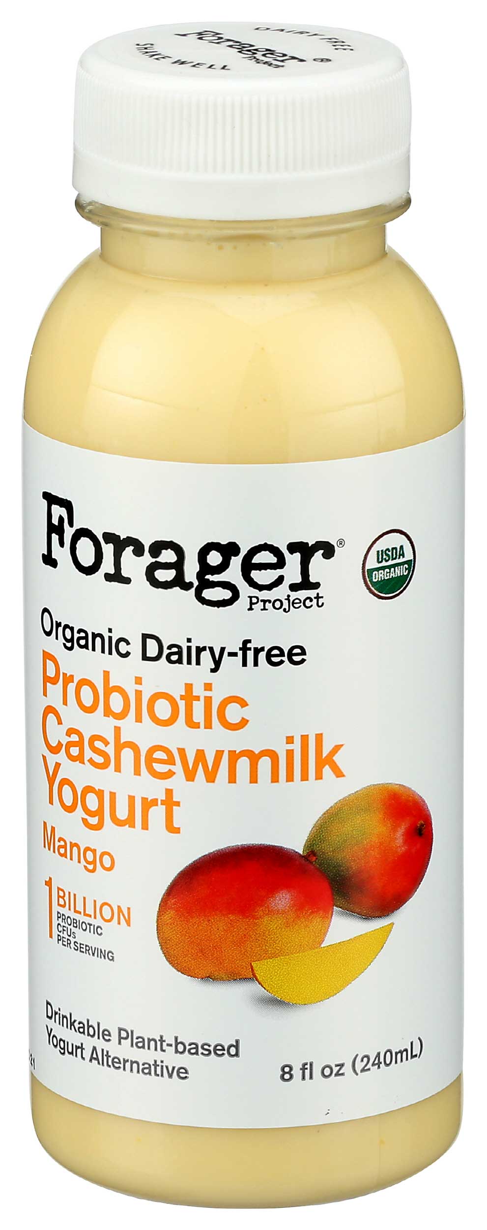 Forager Organic Dairy Free Mango Probiotic Drinkable Cashewmilk Yogurt, 8 Fluid Ounce -- 6 per case