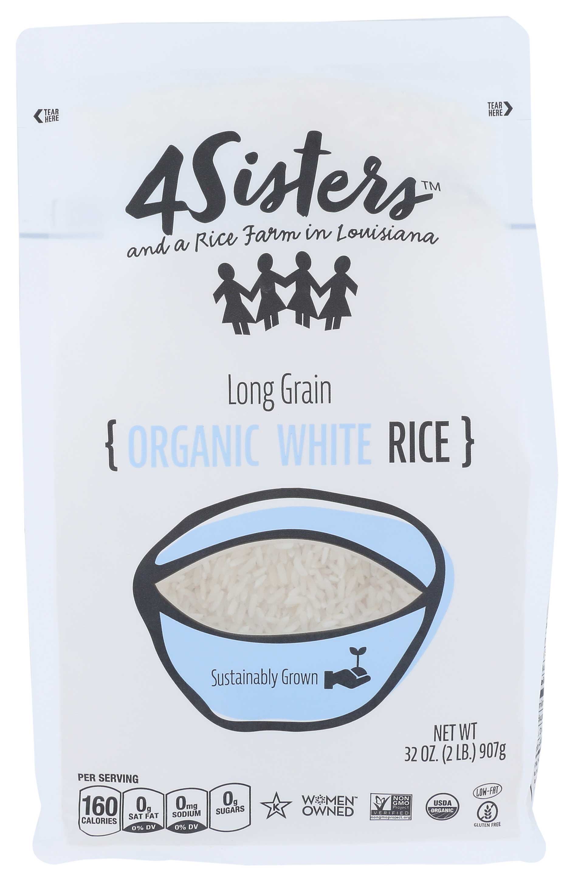 4 Sisters Organic Long Grain White Rice, 2 Pound -- 6 Per Case