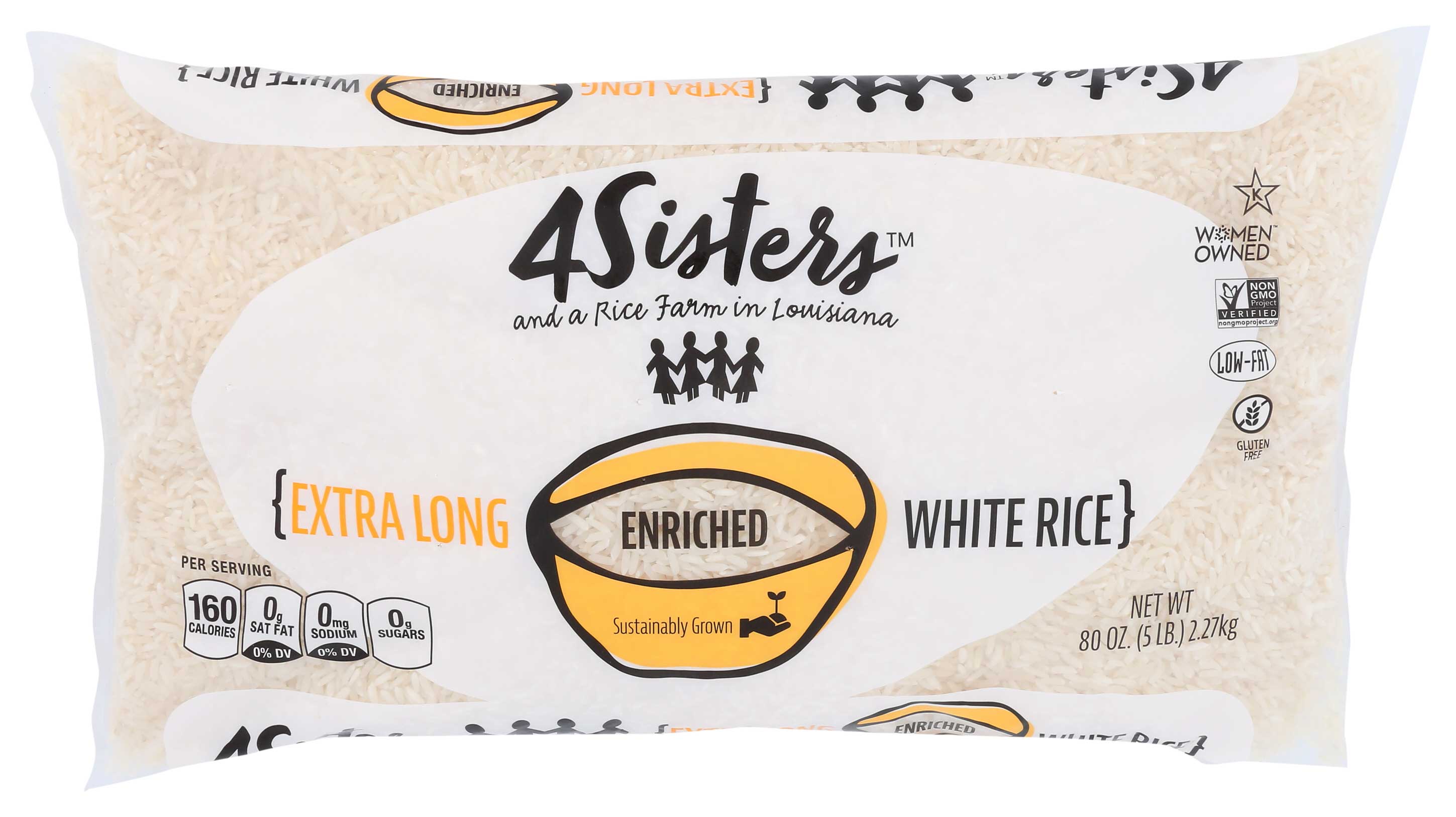 4 Sisters Organic Enriched Extra Long Grain White Rice, 5 Pound -- 8 ...