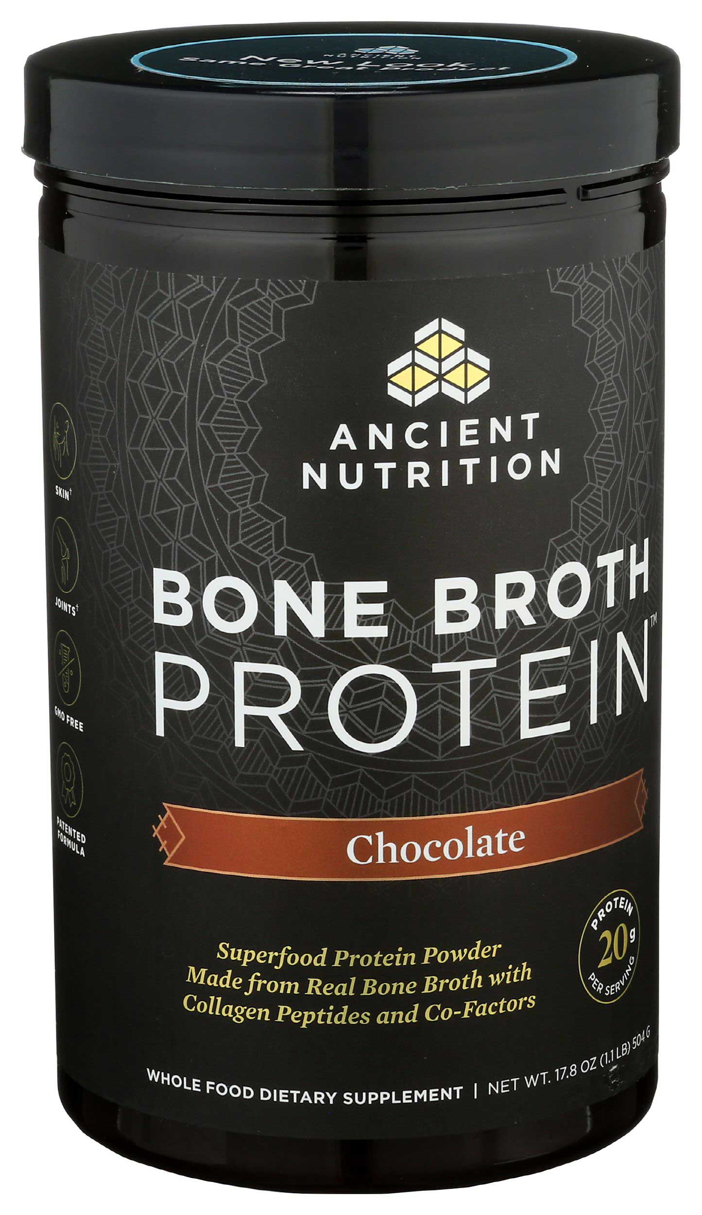 Ancient Nutrition Chocolate Bone Broth Protein Powder, 504 Gram