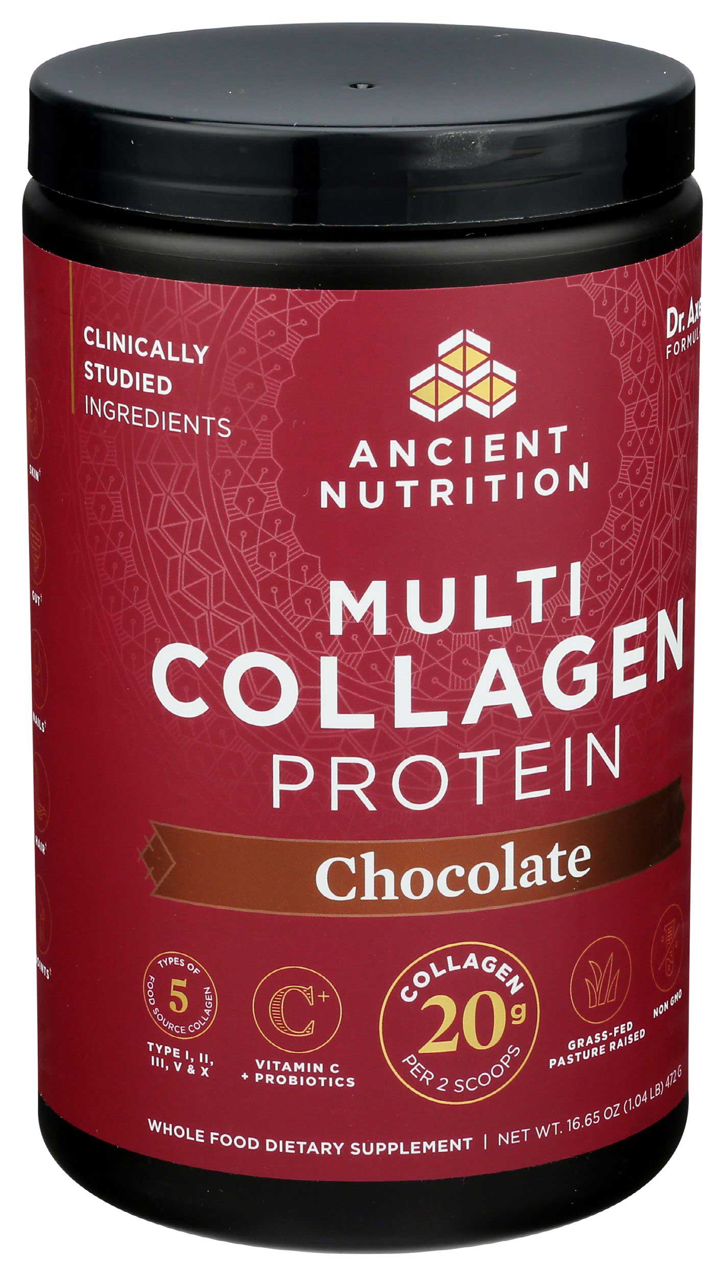 Ancient Nutrition Chocolate Multi Collagen Protein Powder, 16.65 Ounce