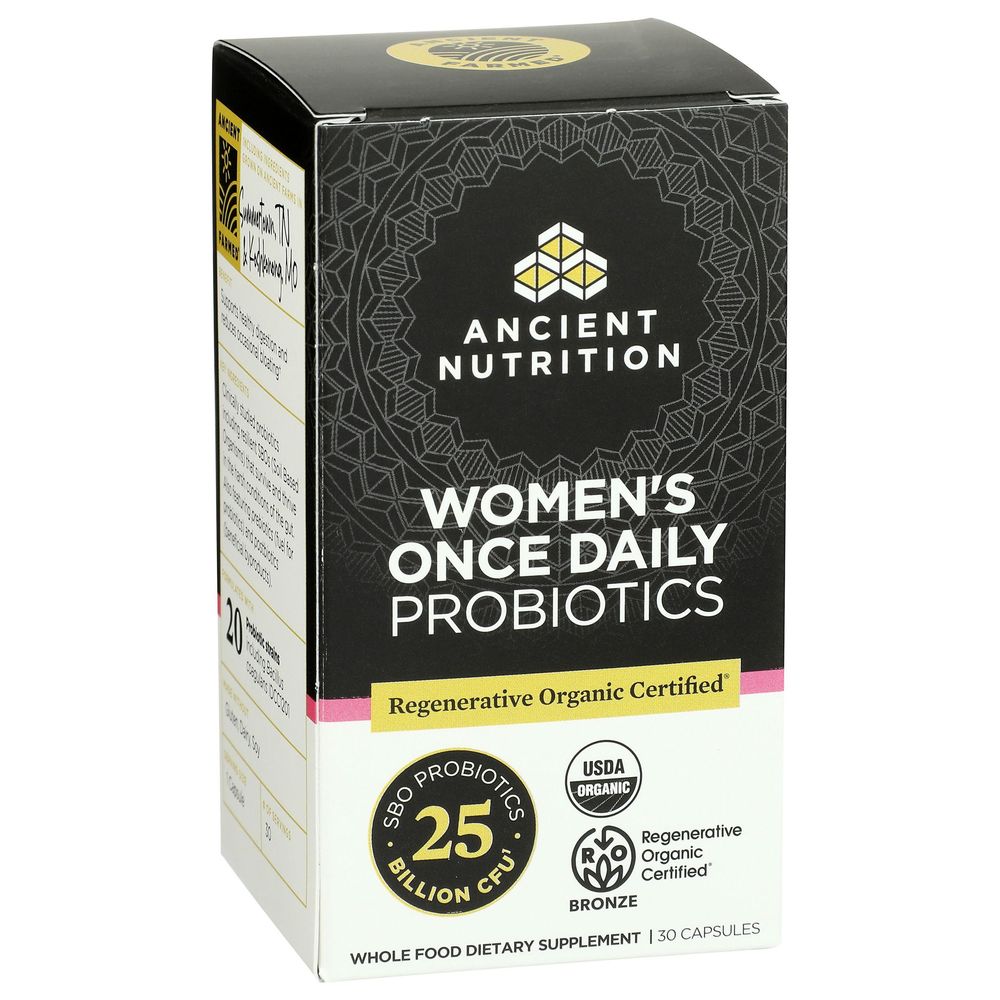 Ancient Nutrition Organic Womens Once Daily Probiotics Capsules, 30 Count -- 3 Per Case