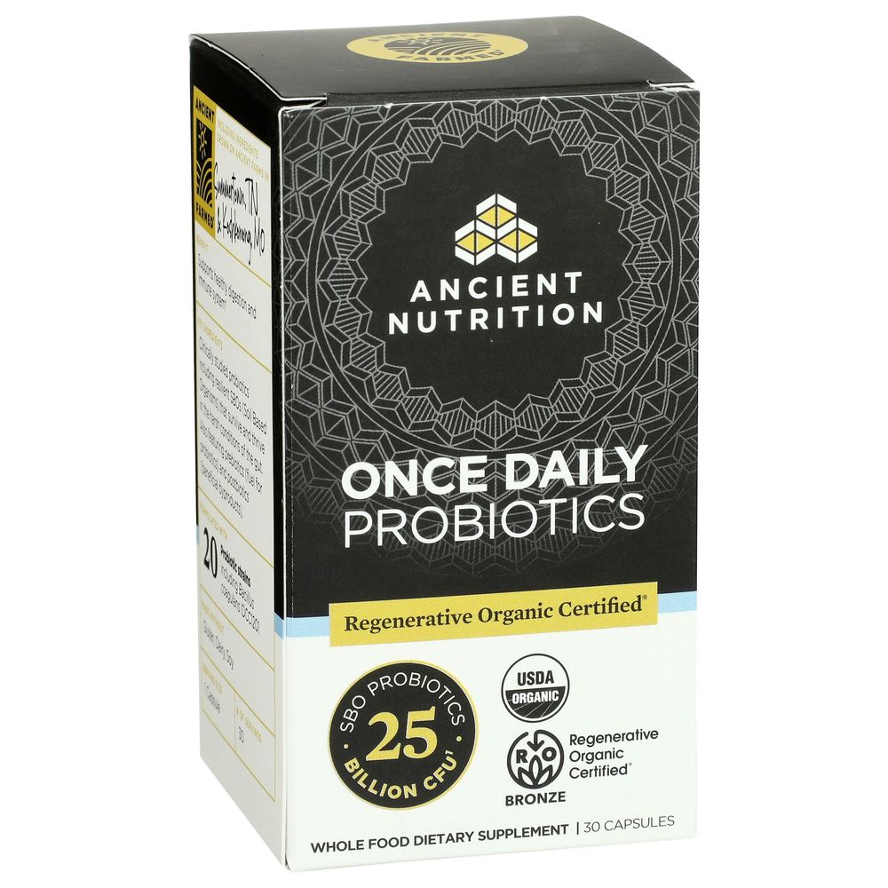 Ancient Nutrition Organic Once Daily Probiotics Capsules, 30 Count -- 3 Per Case