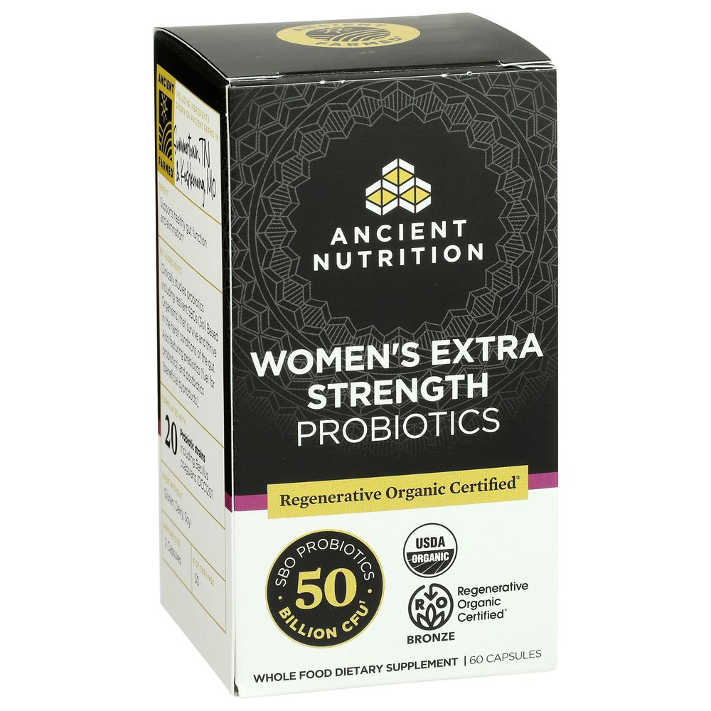 Ancient Nutrition Organic Womens Extra Strength Probiotics Capsules, 60 Count -- 3 Per Case
