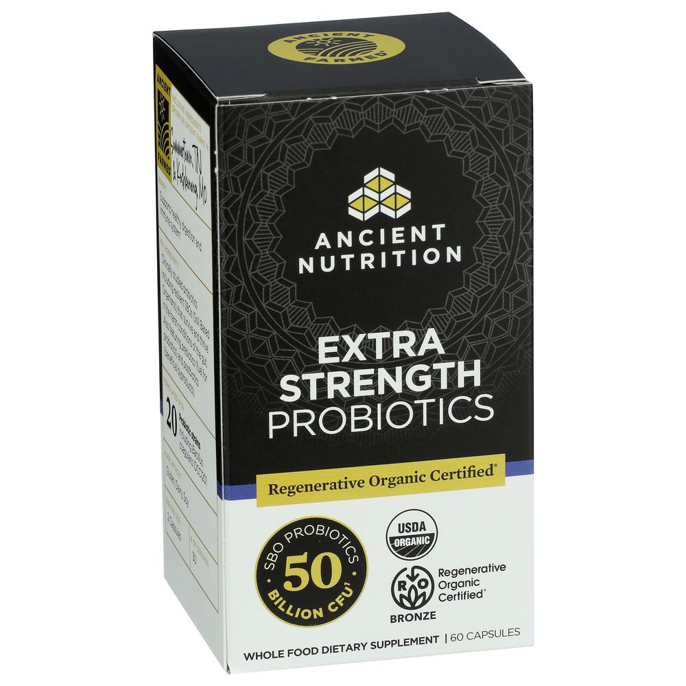 Ancient Nutrition Organic Extra Strength Probiotics Capsules, 60 Count -- 3 Per Case