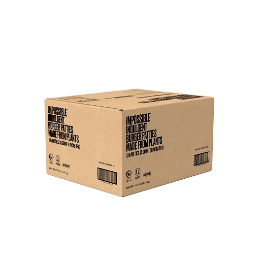 Impossible Plant Based Indulgent Burger Patties, 0.33 Pound -- 32 Per Case
