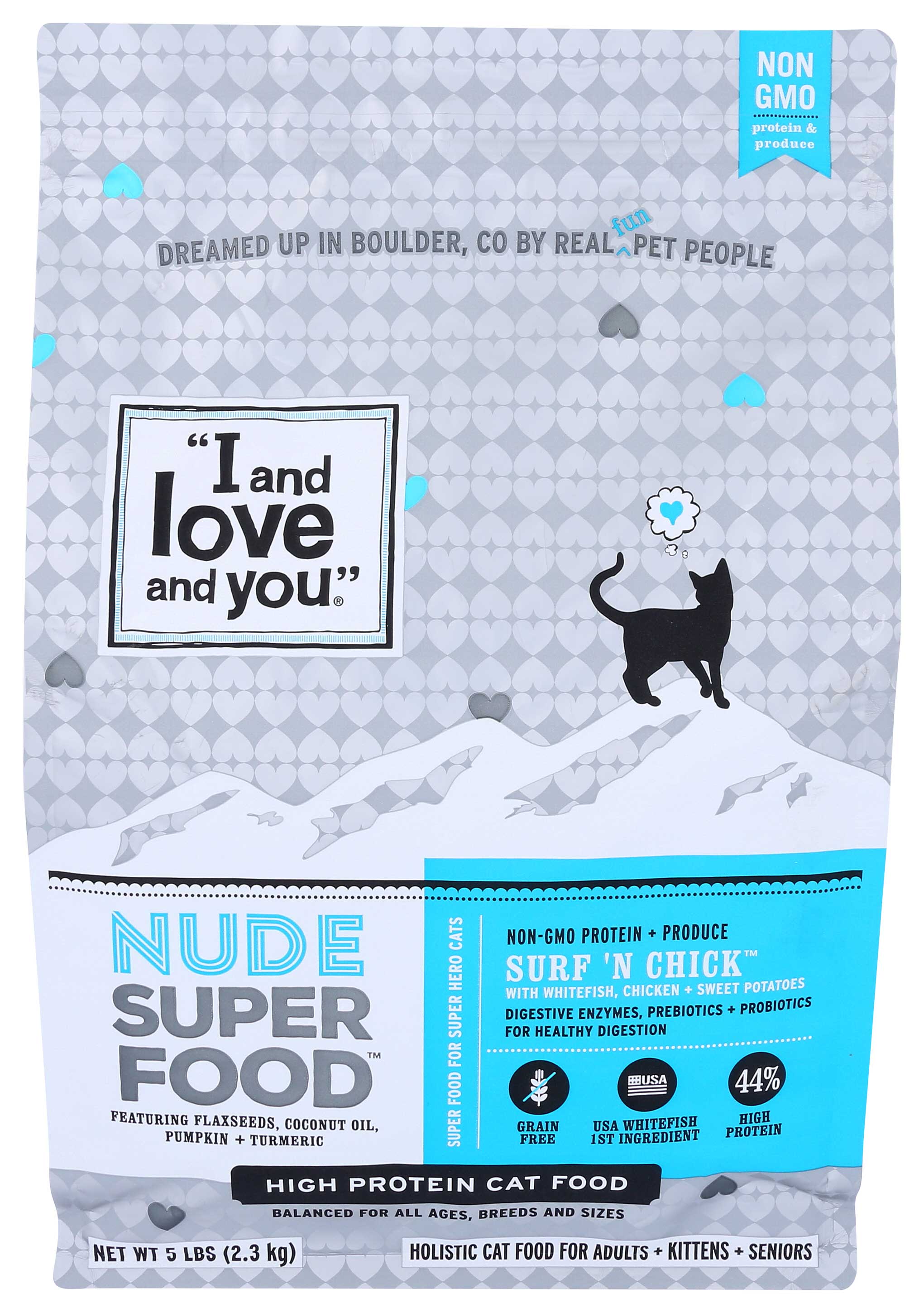 I And Love And You Nude Super Food Surf N Chick Kibble Dry Cat Food, 5 Pound -- 3 Per Case