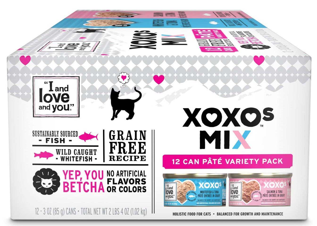 I And Love And You Xoxos Salmon And Whitefish Pate Wet Cat Food, Variety Pack, 3 Ounce -- 24 Per Case