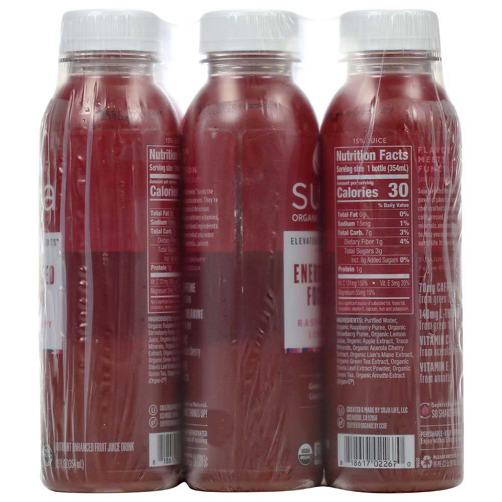 Suja Elevated Nutrients Organic Raspberry Lemon Energized Focus Fruit  Juice, 12 Fluid Ounce -- 6 per case