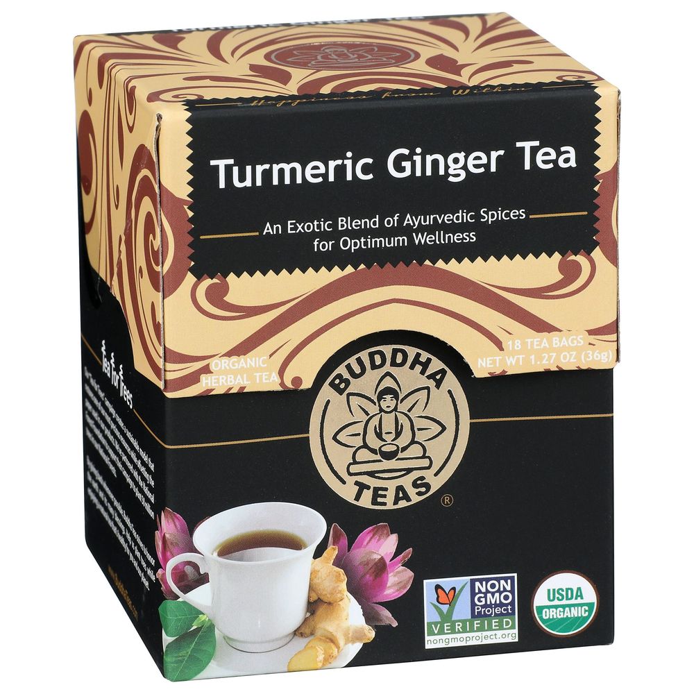 Buddha Teas Organic Turmeric Ginger Tea, 18 Tea Bags -- 6 Per Case