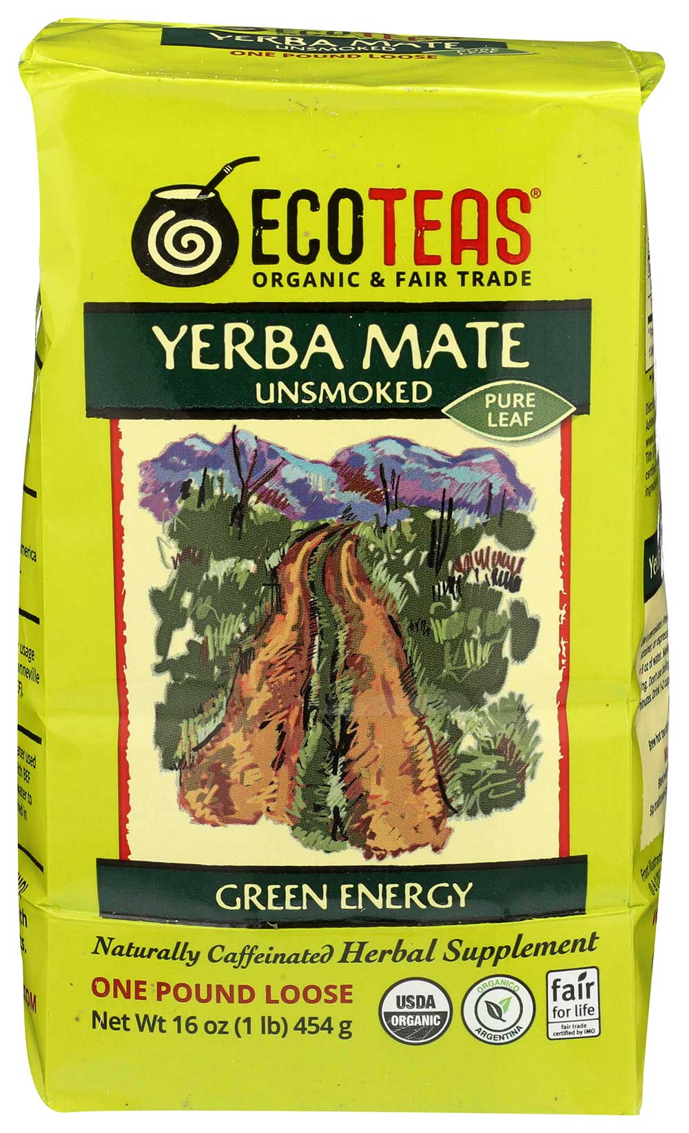 Ecoteas Organic Yerba Mate Loose Tea, 1 Pound -- 6 Per Case