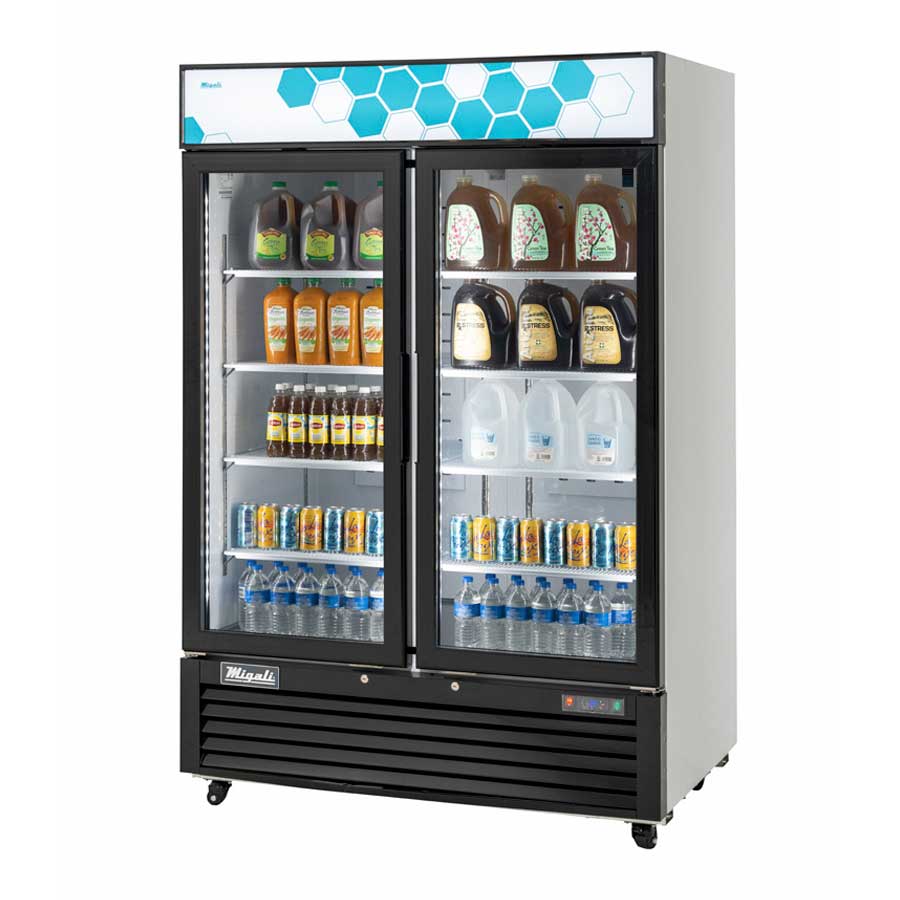 Migali Powder Coated Steel 1 Glass Door Merchandiser Refrigerator with 4 Adjustable Shelves, 27 inch Width x 31.5 inch Depth x 81 inch Height