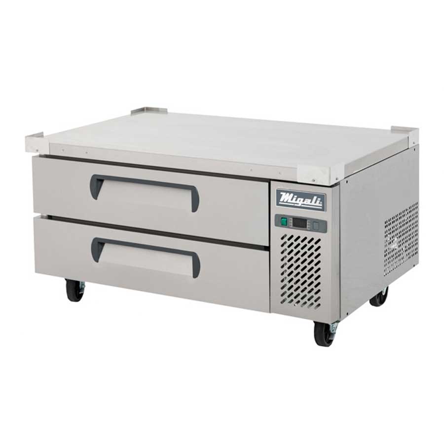 Migali Stainless Steel 48 inch Wide Refrigerated Chef Base, 48.4 inch Width x 32 inch Depth x 26.6 inch Height